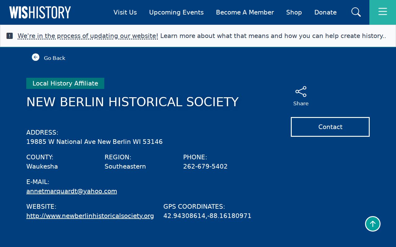 New Berlin city directories and Historical Society affiliate record